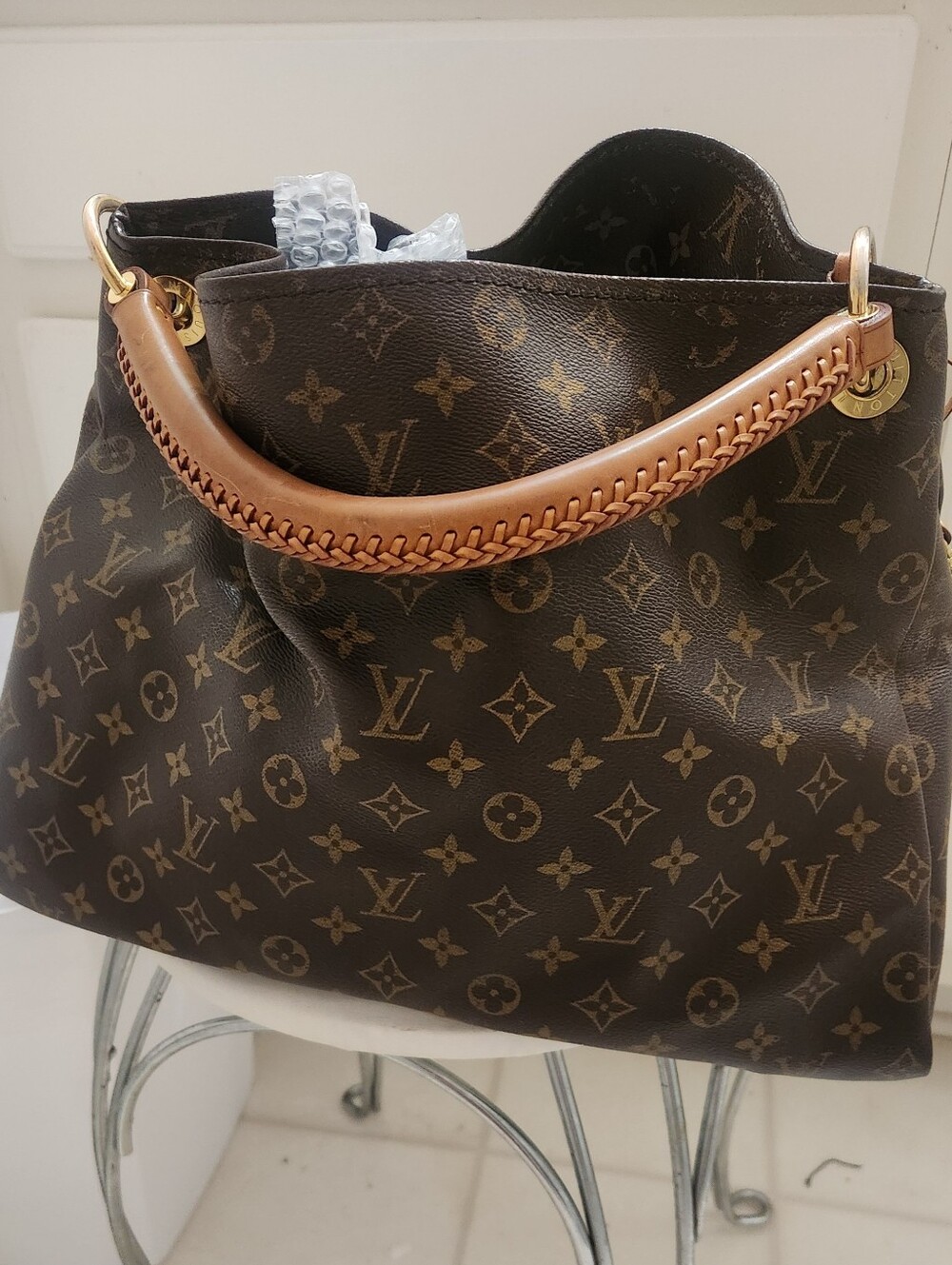 Louis Vuitton Monogram Canvas Shoulder Tote in Brown and Tan